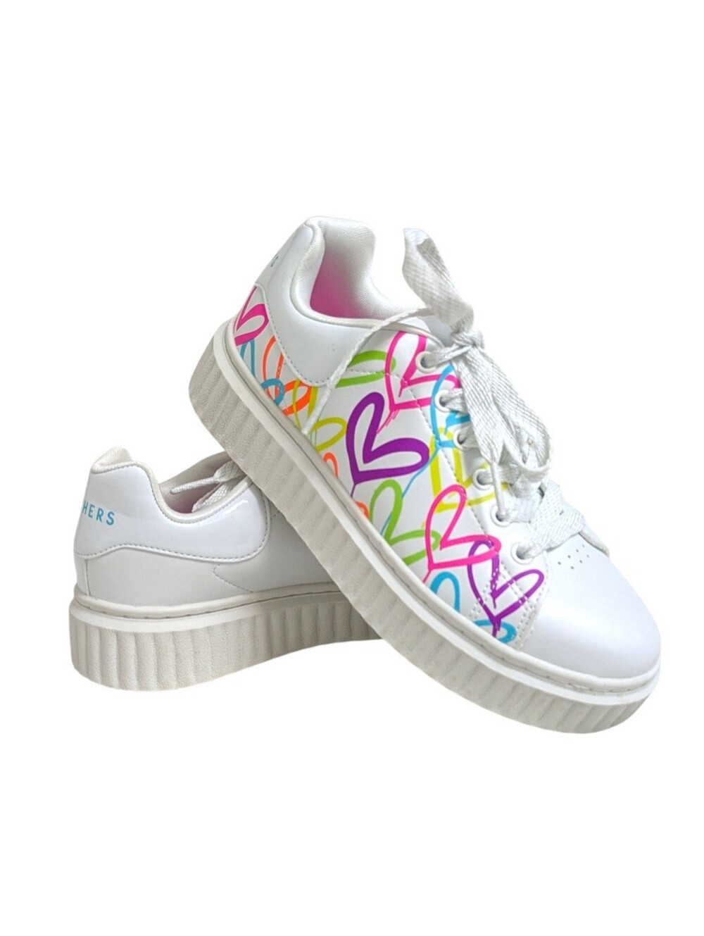 Skechers X James Goldcrown Hi Ridge Graffiti Hearts Platform Shoes Girls 2.5